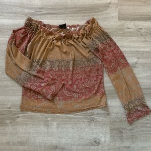 XL Open shoulder floral autumn Top